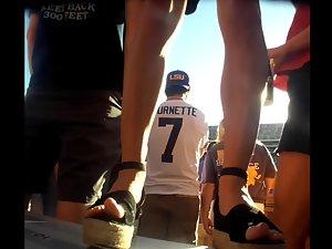 Upskirt of sexy fan on the stadium Picture 8