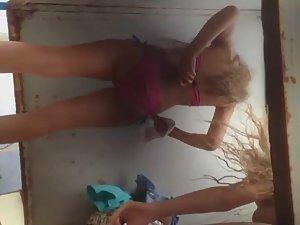 Two hot girls caught preparing for beach Picture 3