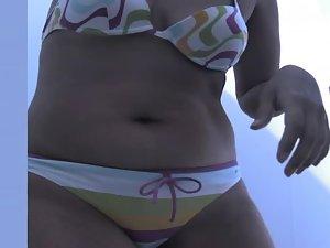 Chubby milf spied changing her bikini Picture 3