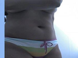 Chubby milf spied changing her bikini Picture 6