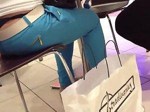 Whale tail of a girl eating dinner Picture 6