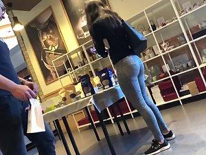 Inspecting a sporty girlfriend in the store Picture 5