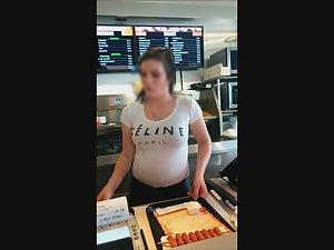Hottie with big tits works at fast food Picture 2