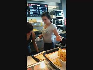 Hottie with big tits works at fast food Picture 3