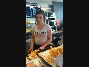 Hottie with big tits works at fast food Picture 4