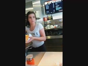 Hottie with big tits works at fast food Picture 5