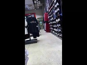 Priceless cameltoe video of hot girl in shoe store Picture 1