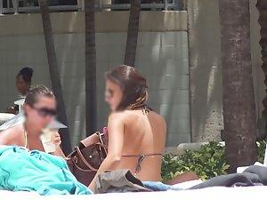 Hot curvy and slim girl together at swimming pool Picture 6