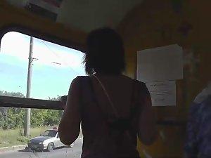 Peeping under her hot skirt in a tram Picture 6