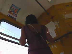 Peeping under her hot skirt in a tram Picture 7