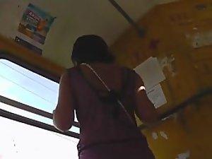 Peeping under her hot skirt in a tram