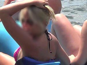 Hot girls on paddle boat notice the voyeur Picture 7