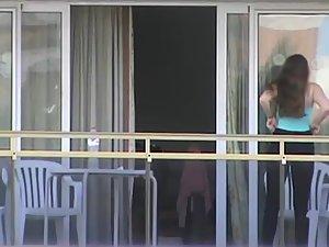 Peep on neighbor girl's tits on a balcony Picture 4