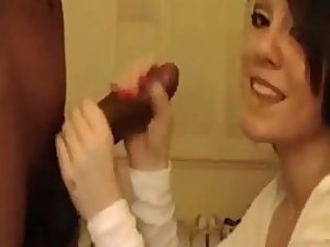 Happy housewife sucks on a black dick Picture 1