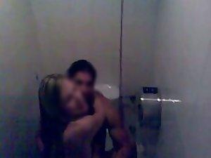 Voyeur interrupted their sex in a toilet Picture 1