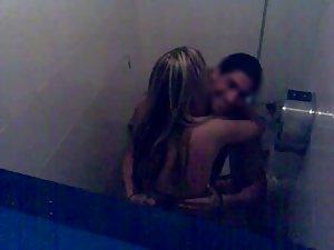 Voyeur interrupted their sex in a toilet Picture 4