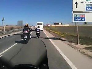 Girl's thong visible on the motorcycle Picture 2