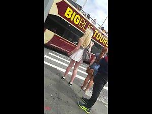 Wind raises teen girl's skirt and shows her ass Picture 2