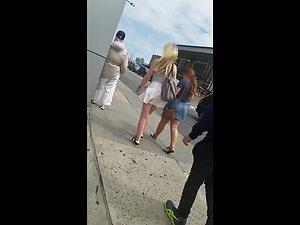 Wind raises teen girl's skirt and shows her ass Picture 6