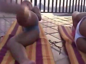 Filming sexy girls working out at a pool Picture 6