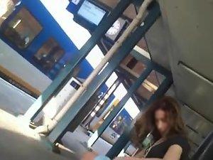Upskirt of a girl waiting for the train Picture 3