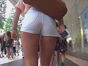Yummy ass in tight white shorts Picture 2
