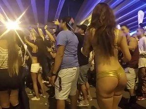 Slutty rave girl gets loose and dances