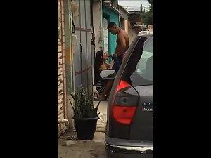Interrupting a white girl giving blowjob to black guy Picture 5