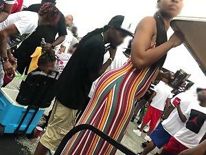 Curvy black girl looks extra fuckable in rainbow dress Picture 1