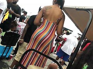 Curvy black girl looks extra fuckable in rainbow dress Picture 3