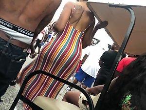 Curvy black girl looks extra fuckable in rainbow dress Picture 4