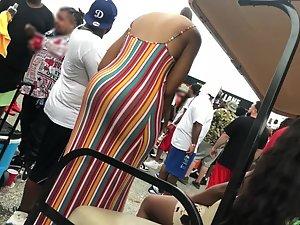 Curvy black girl looks extra fuckable in rainbow dress Picture 6