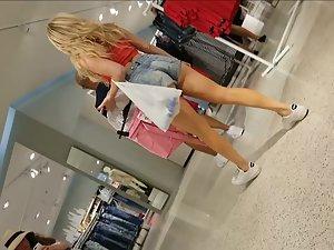 Blonde teen girl got epic ass in tightest shorts Picture 7