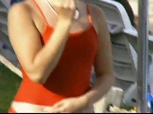 Nice cameltoe in red panties Picture 7