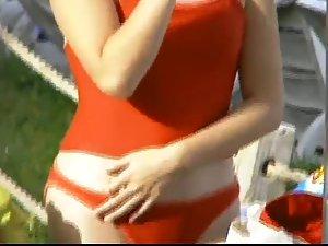 Nice cameltoe in red panties Picture 8