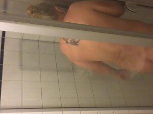 Peeping on naked chubby cousin in shower Picture 1
