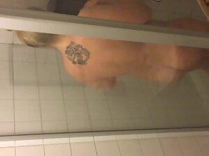 Peeping on naked chubby cousin in shower Picture 3