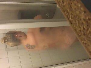 Peeping on naked chubby cousin in shower Picture 4