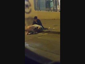 Kinky blowjob out on the street curb Picture 1
