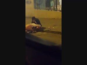 Kinky blowjob out on the street curb Picture 4