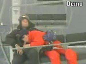 Blowjob caught on a ski ropeway ride Picture 4