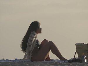 Sexy girl caught enjoying sunset on the beach Picture 5