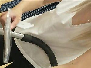 Young mother leans and reveals beautiful tits Picture 7