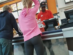 Sexy teen girl orders burgers