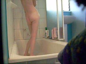 Skinny girl showers and gets peeped Picture 7