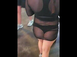 Shorty in transparent dress out in public Picture 4
