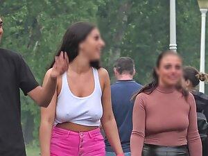 Hard nipples with no bra are making her unmissable Picture 1
