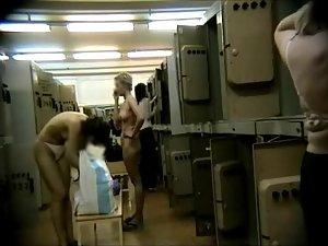 Bunch of nude girls in a locker room Picture 5