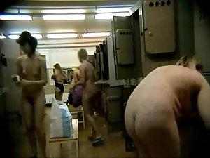Bunch of nude girls in a locker room Picture 6