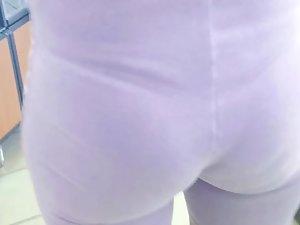 Thong is visible inside petite ass crack Picture 2